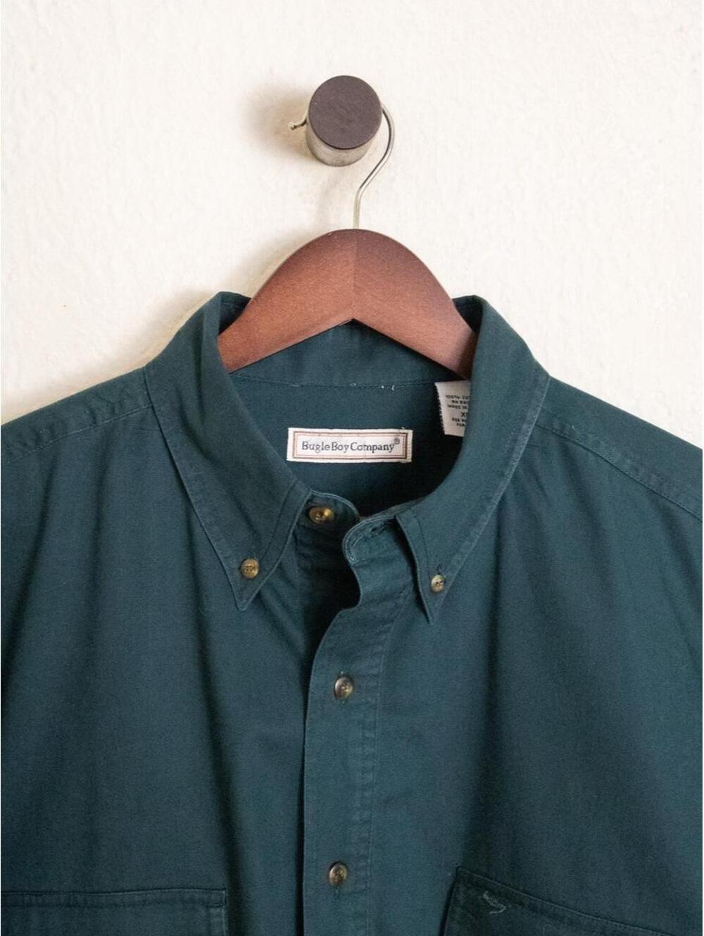 Vintage Bugle Boy Company Teal Green Utility Button-Up Shirt